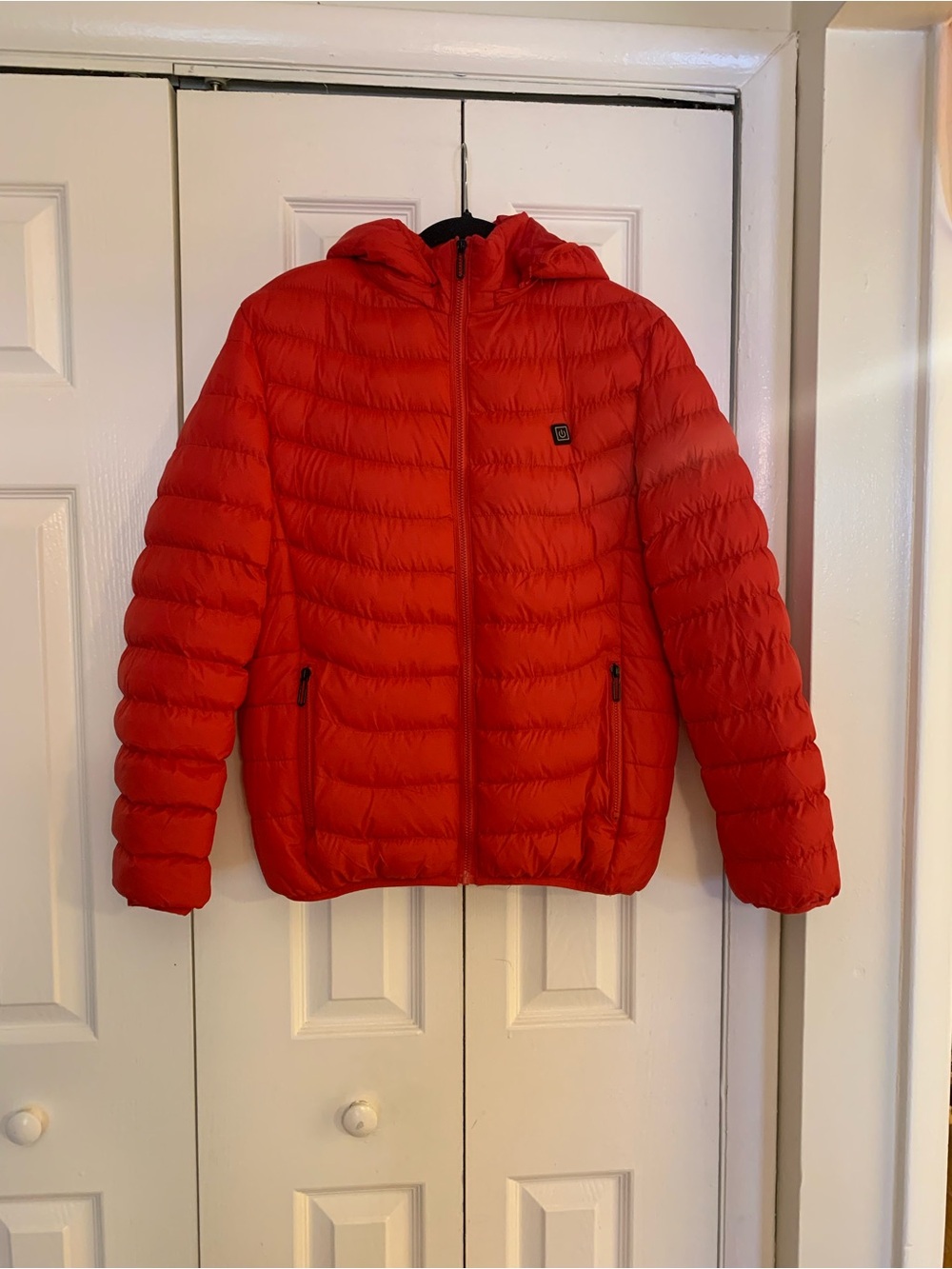Women’s Electric Red Puffer Jacket with Hood - Unbranded